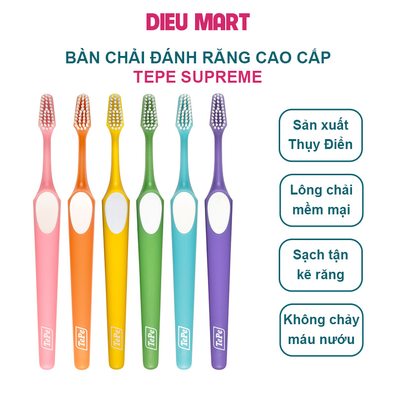Bàn Chải Đánh Răng lông mềm cao cấp Thụy ĐiểnTepe Supreme làm sạch sâu kẽ răng, không chảy máu nướu