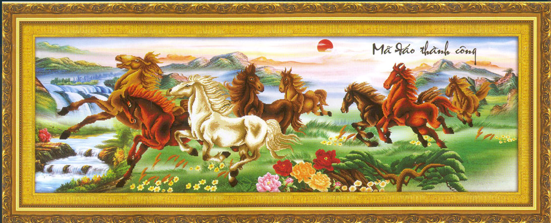 Tranh Thêu Chữ Thập 3D Mã Đáo Thành Công 222980 (KHÁCH TỰ THÊU) KT:161X58CM