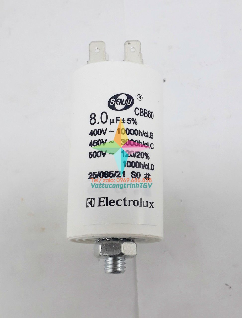 Tụ điện CBB60 450VAC - 8.0uF+5% cho máy sấy ELECTROLUX