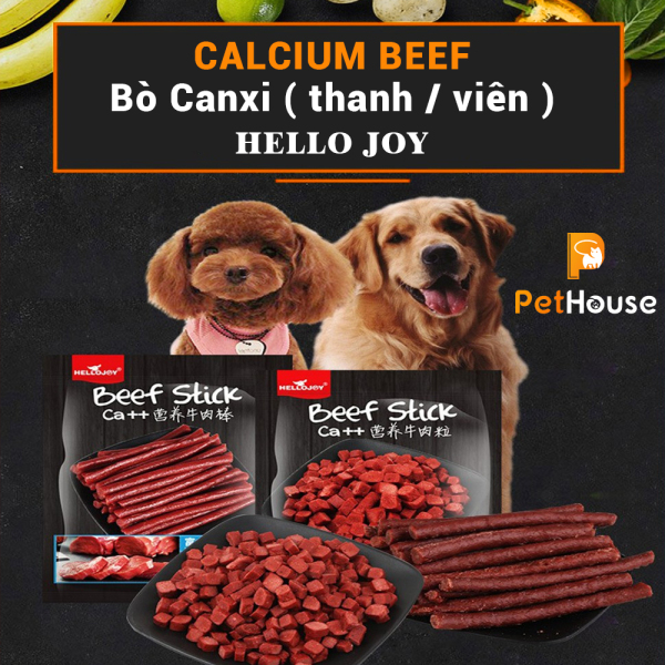 [HCM]Thanh thịt bò bổ sung Canxi cho chó Hello Joy (thanh/viên) (500gr/túi) Bánh thưởng cho chó mèo thú cưng