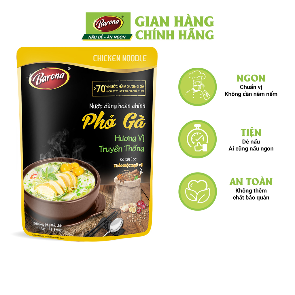 Nước Dùng Phở Gà 145g tươi ngon chuẩn vị không cần nêm nếm