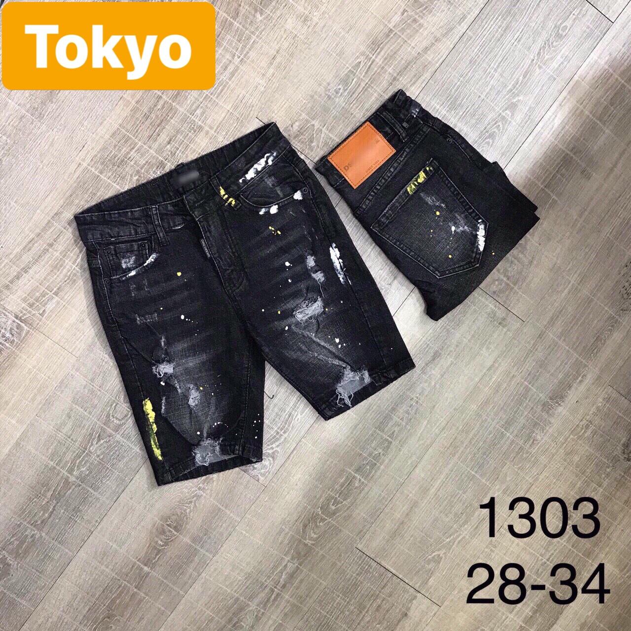 QUẦN SỌT SHORT LỬNG JEAN NAM CHẤT BÒ ĐEN WASH SƠN OSAKAKA TK-1303 TOKYO FASHION