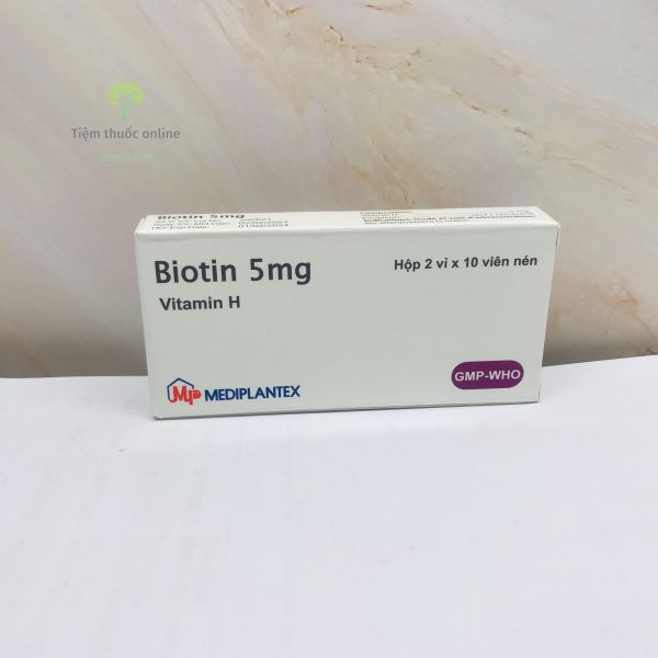 Biotin 5mg Mới - Vitamin H - Giúp da và tóc đẹp - Hộp 20 viên