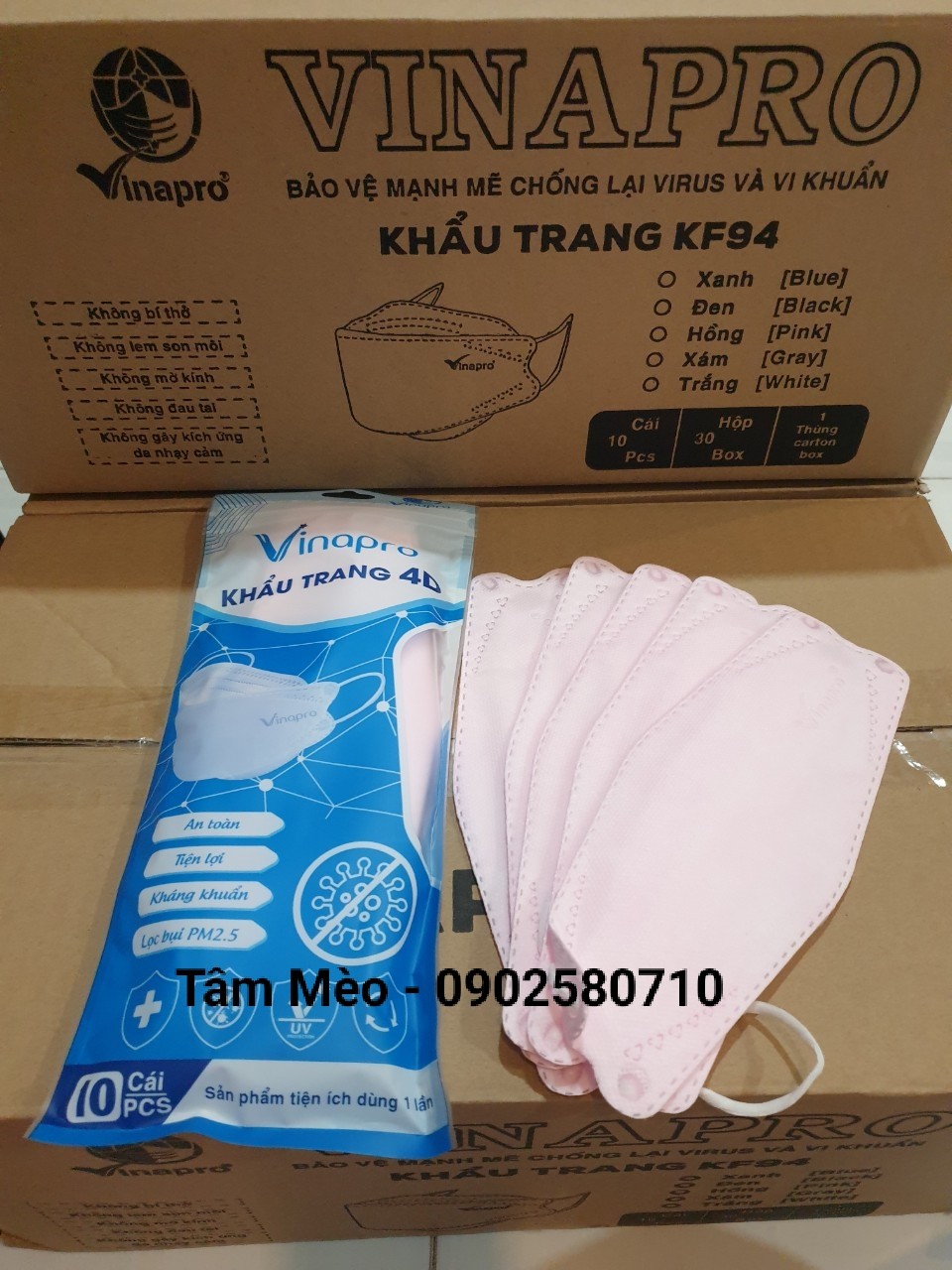 Khẩu trang KF94 Vinapro 4 lớp (1 bịch 10 cái)