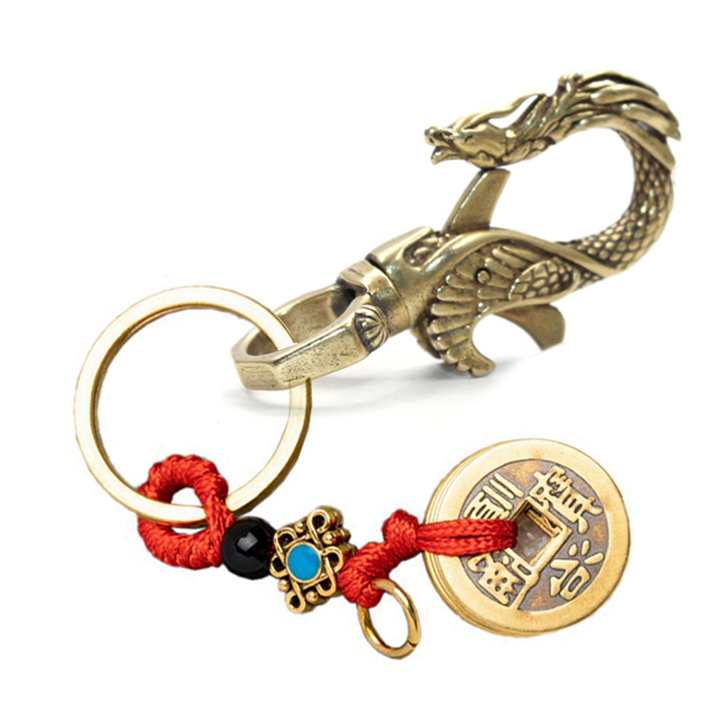 [Đồng Xịn] Móc Khóa Đồng Rồng Keychain Dargon ( Móc Khóa Đồng Thau Phong Thủy )