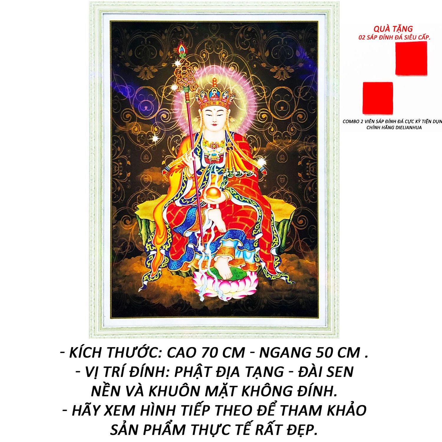 Tranh đính đá phong thủy - địa tạng vương bồ tát 36 - tranh minh hiền