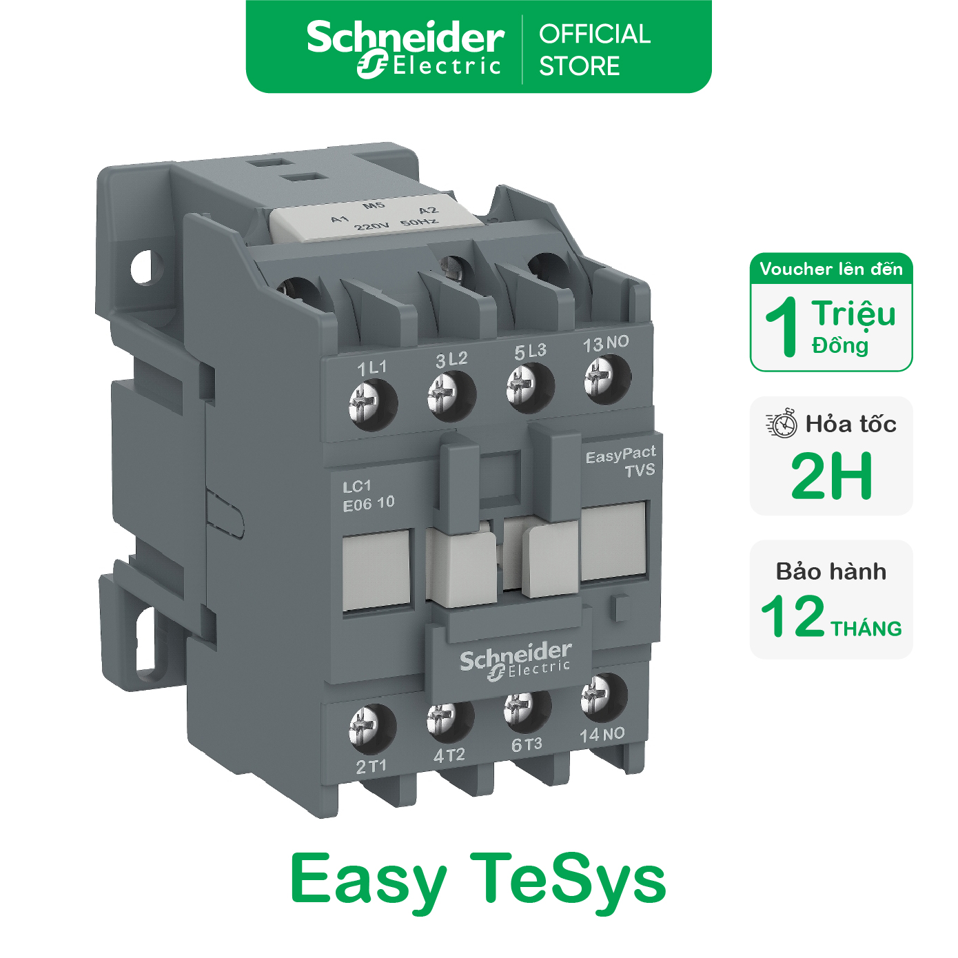 Khởi động từ 3p 220vac coil 1no - schneider electric - lc1e0610m5 lc1e0910m5 lc1e1210m5 lc1e1810m5 lc1e2510m5 lc1e3210m5