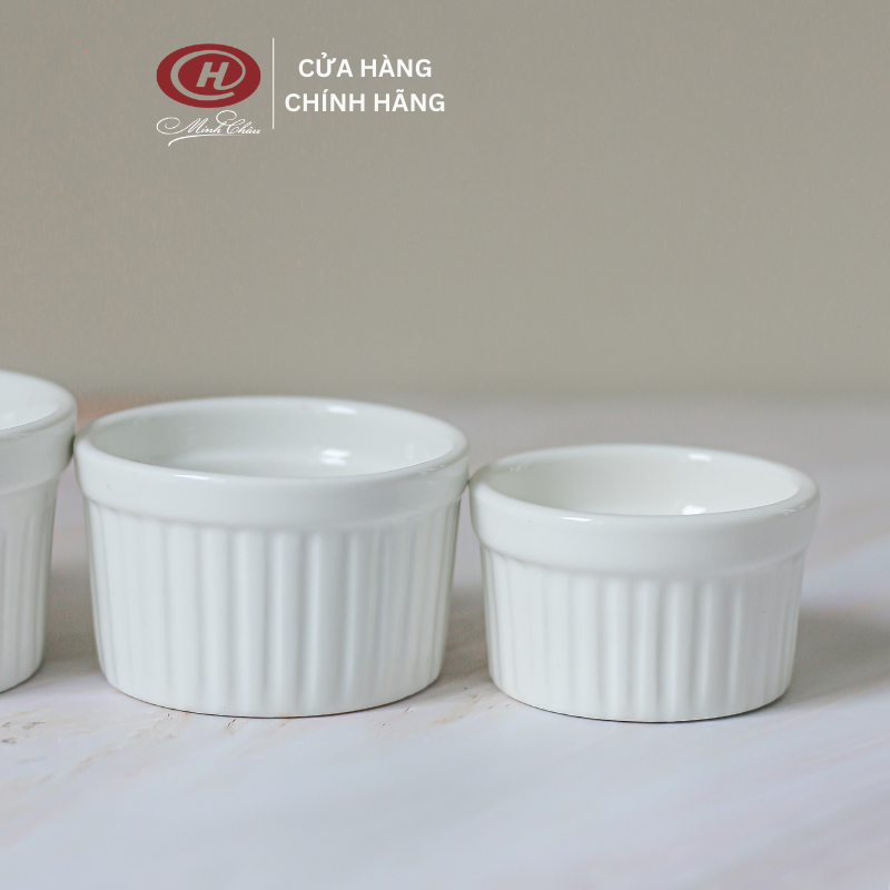 Khay Nướng Bánh Ramekin Sứ Trắng Trơn