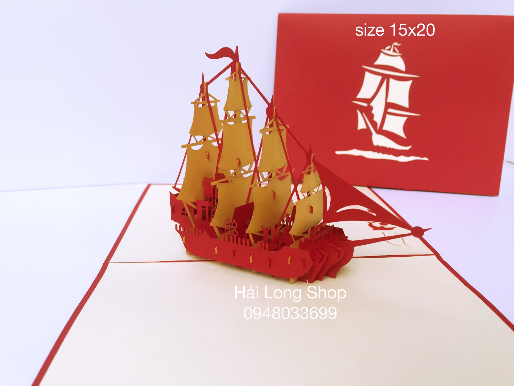 Thuyền 10 ( 4 cánh ) - Boat - Thiệp 3D ( bìa đỏ )