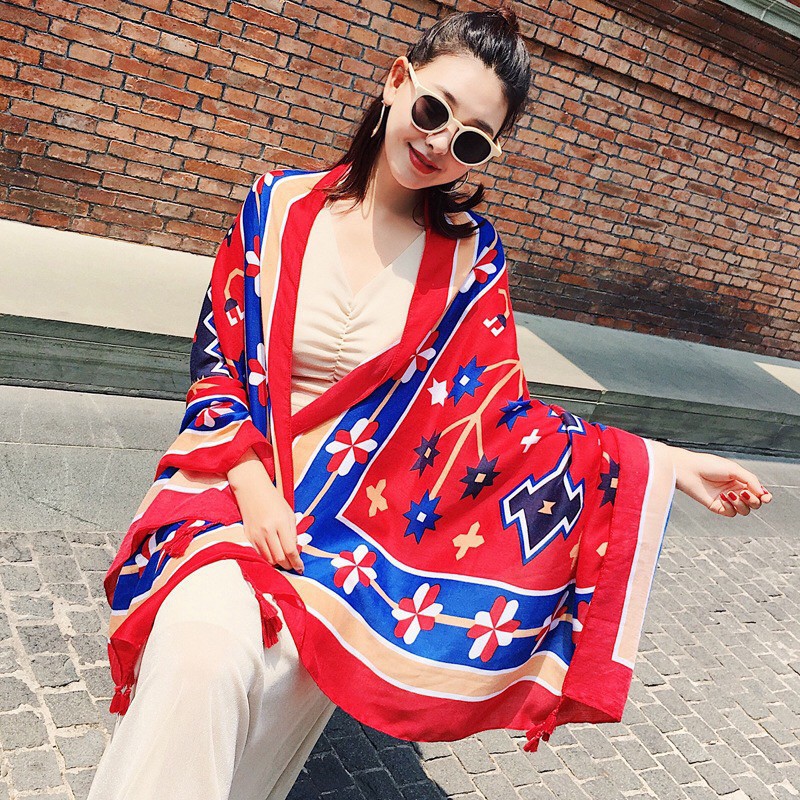 Khăn choàng boho đi biển - Khăn thổ cẩm