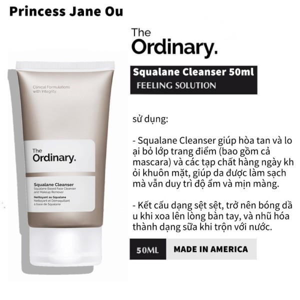 [HCM]Sữa rửa mặt The Ordinary Squalane Cleanser (50mL)làm sáng da , làm đều màu dagiữ ẩm cấp nướclàm sáng daNhẹ nhàng và êm dịuLàm sạch sâu