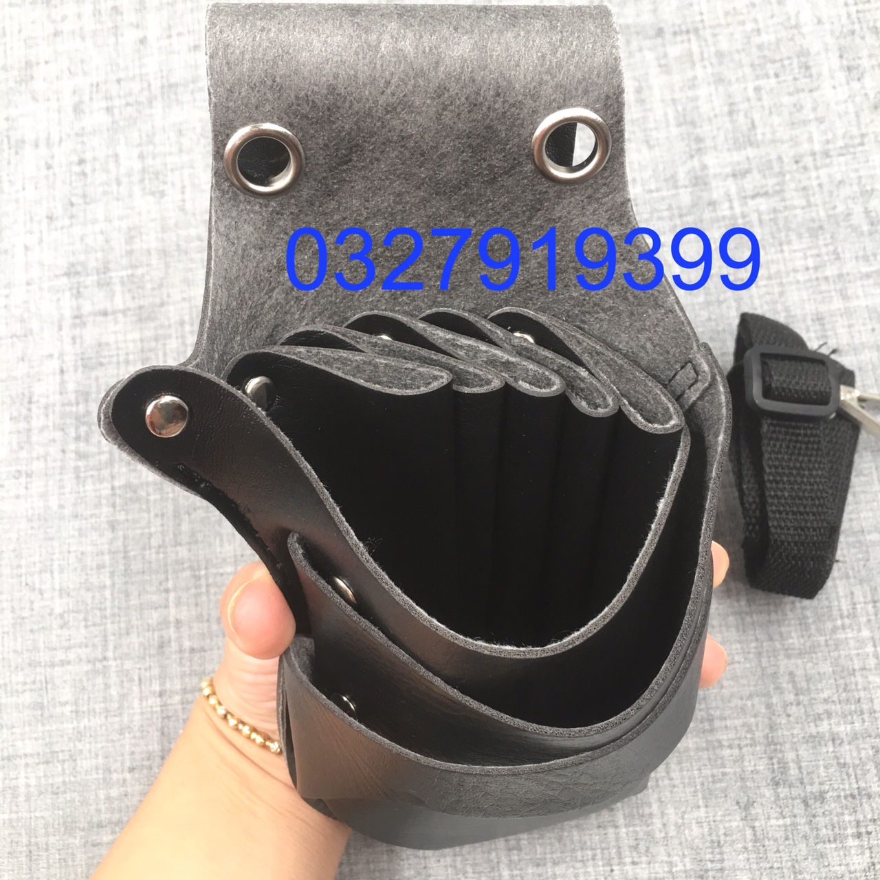 Bao da đựng kéo , bóp đeo đựng kéo cắt tóc B07