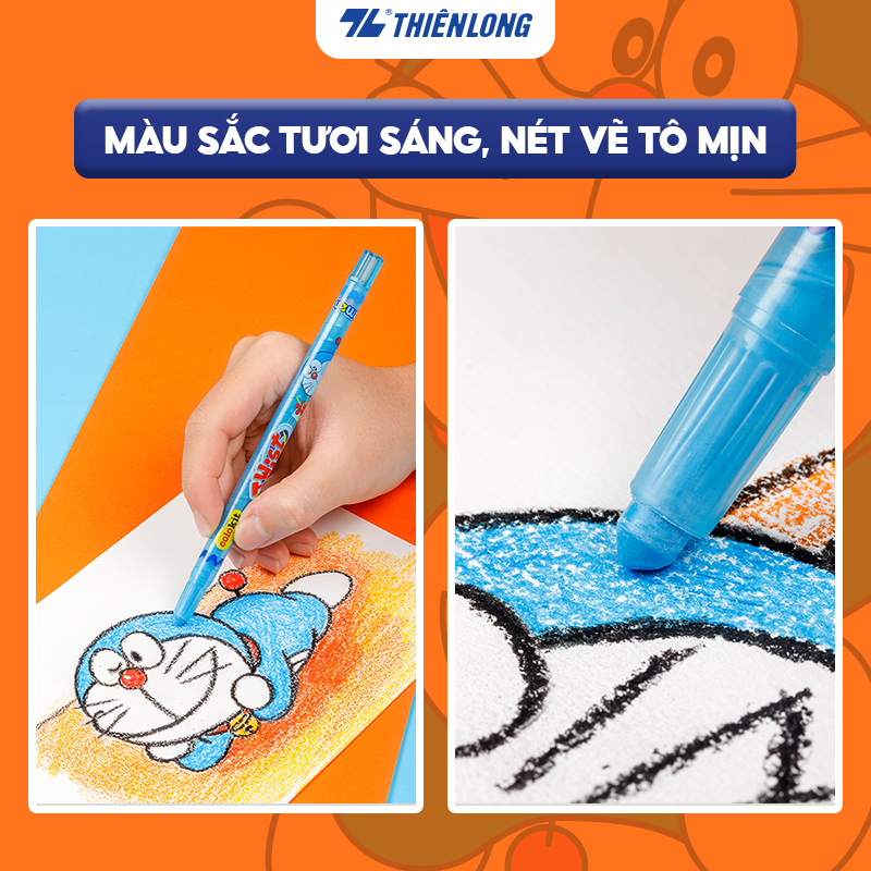 Bút sáp vặn 12 màu Colokit Doraemon TCR-C04/DO màu siêu đẹp, an toàn sử dụng
