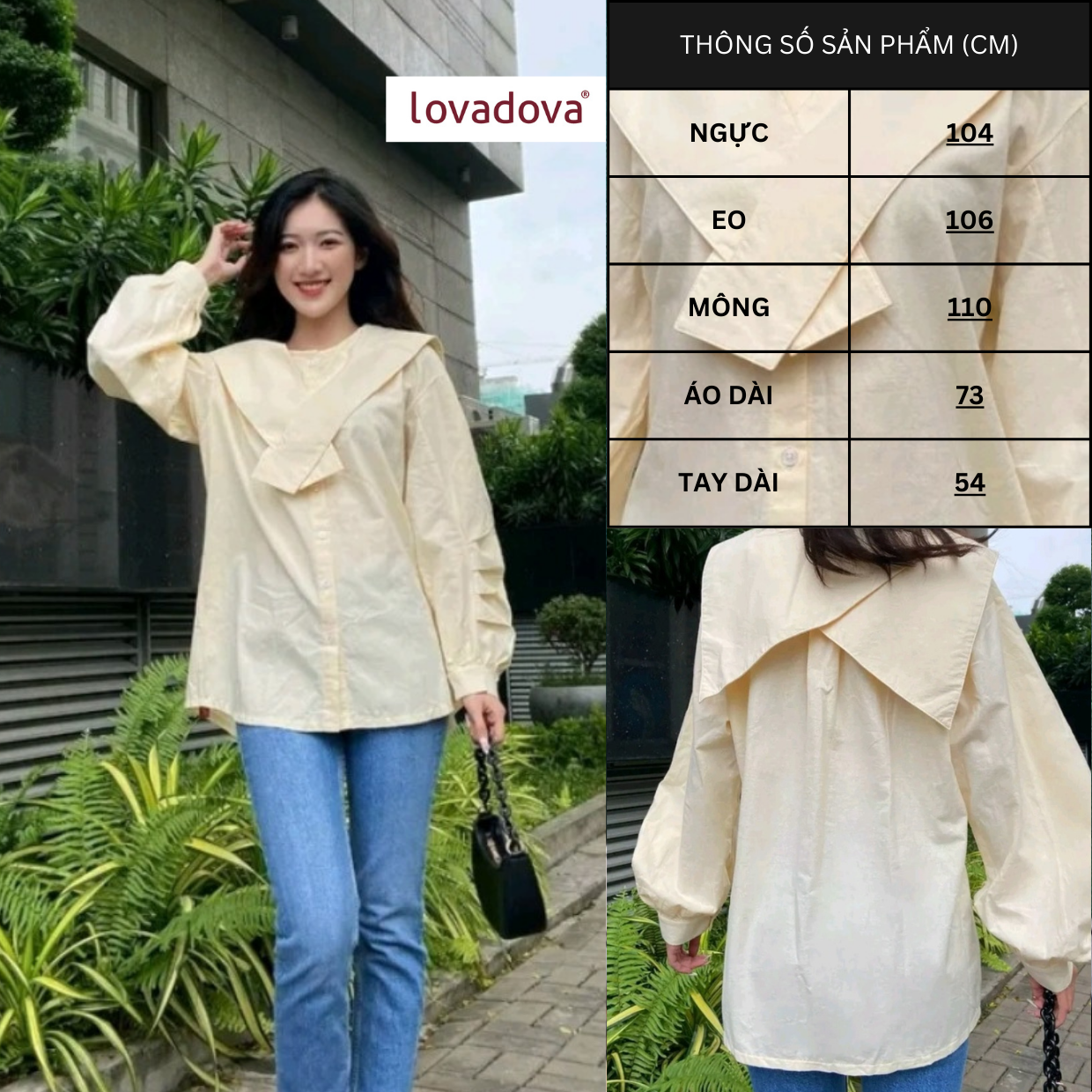 Áo kiểu nữ kem - Lovadova 22B09C001