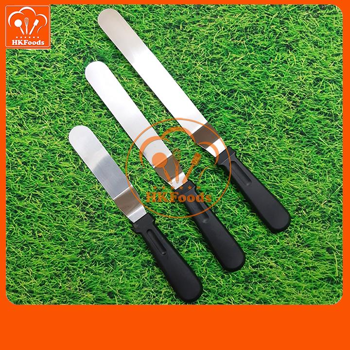 Dao chà láng cong gấp khúc, thẳng inox trét kem bánh gato cán nhựa