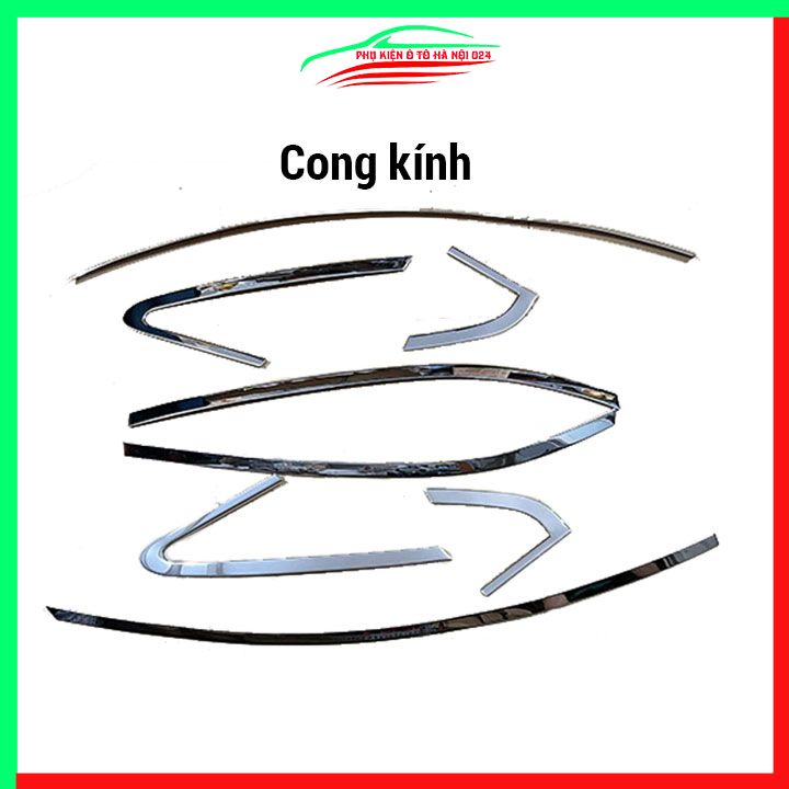 Bộ nẹp viền chân kính, cong kính ô tô Kia Rio Hatchback Inox sáng bóng chuẩn form, trang trí bảo vệ xe hơi
