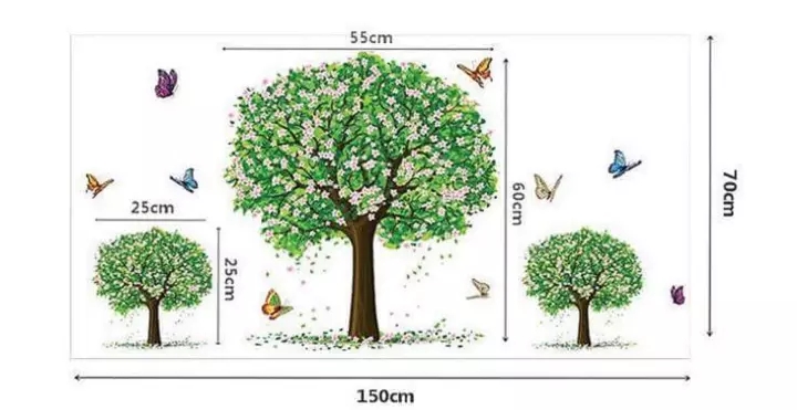 DECAL DÁN TƯỜNG GIÀN VÀ BA CÂY XANH