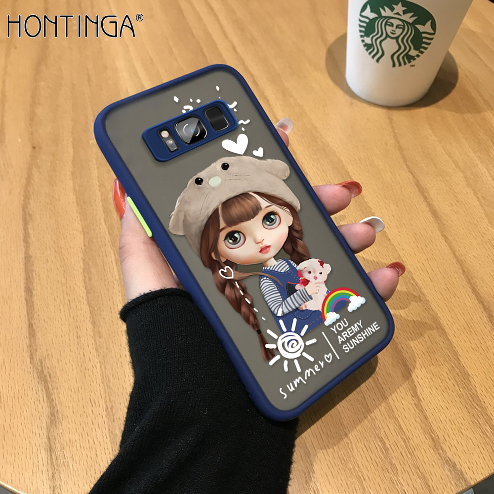 Ốp Honinga Ốp Cho Samsung Galaxy S8 S8 Plus S8 + Ốp Lưng Điện Thoại Anime Cứng Trong Suốt Mờ Hình Cô Gái Đáng Yêu Cầu Vồng Dễ Thương, Ốp Lưng Toàn Bộ Ốp Bảo Vệ Ống Kính Máy Ảnh Trường Hợp Khó Khăn Cho Cô Gái Cho Phụ Nữ