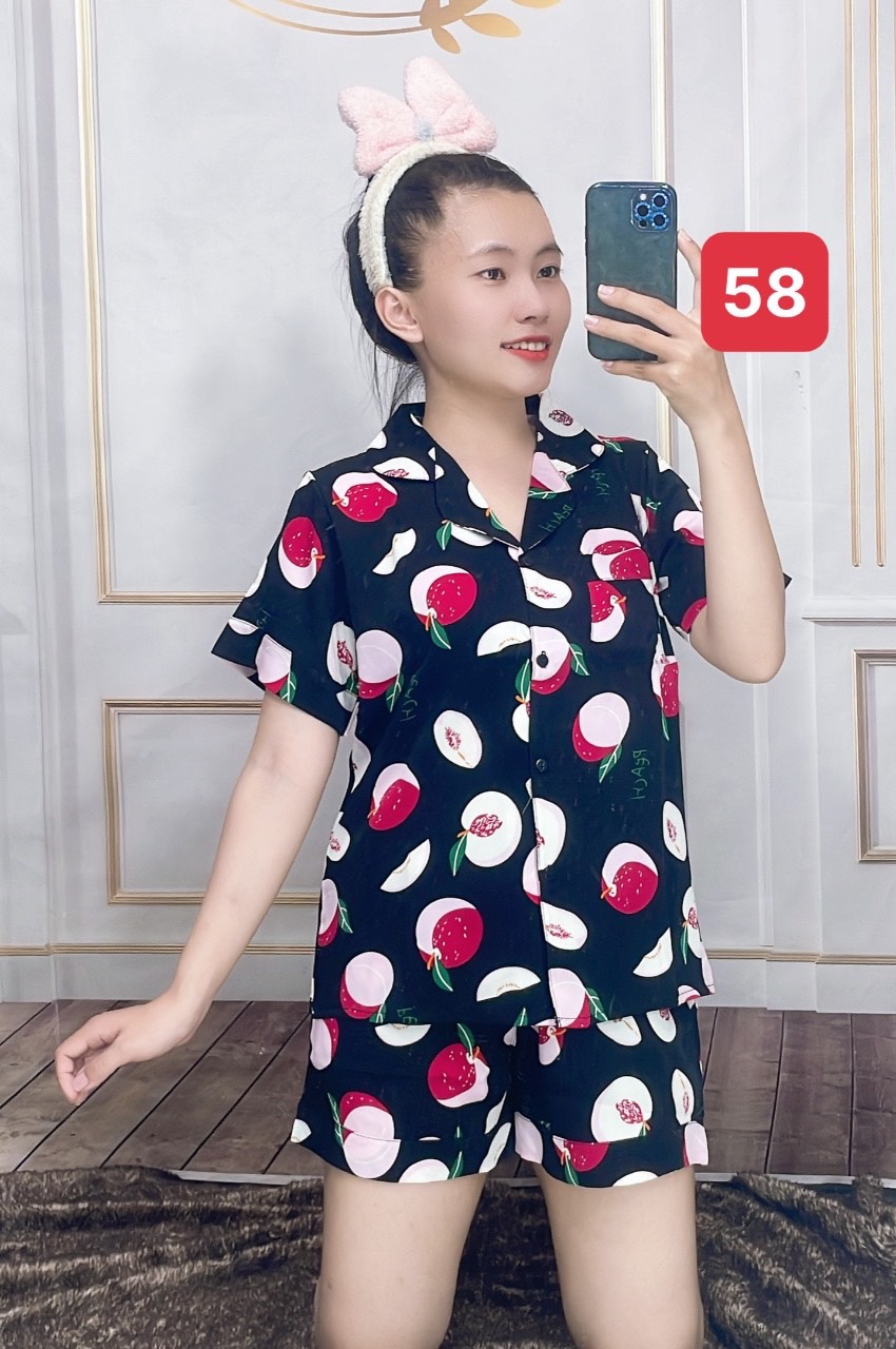 Đồ bộ nữ mặc nhà mùa hè cộc tay cộc quần đùi cho nữ chất lụa  mango mềm mát