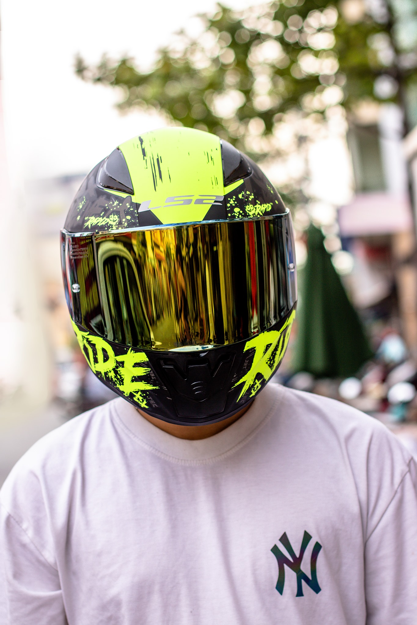 [CHÍNH HÃNG] MŨ BẢO HIỂM FULLFACE LS2 FF353 RAPID NAUGHTY VÀNG ( Tặng kèm khăn trùm ninja )