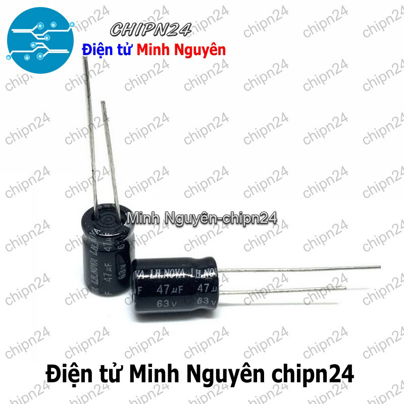 [10 con] (F251) Tụ hóa 47uF 63V Đen (8x12mm) - HH005754