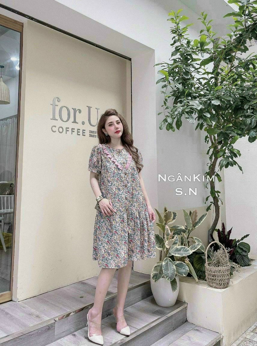 ĐẦM BẦU ĐẸP-VÁY BẦU THIẾT KẾ DÁNG DÀI HOA NHÍ SANG CHẢNH CHO MẸ BẦU