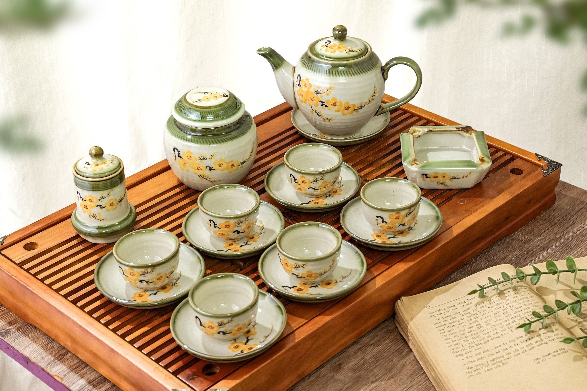 Ấm chén gốm sứ bát tràng bộ ấm chén pha trà cao cấp bộ trà đẹp