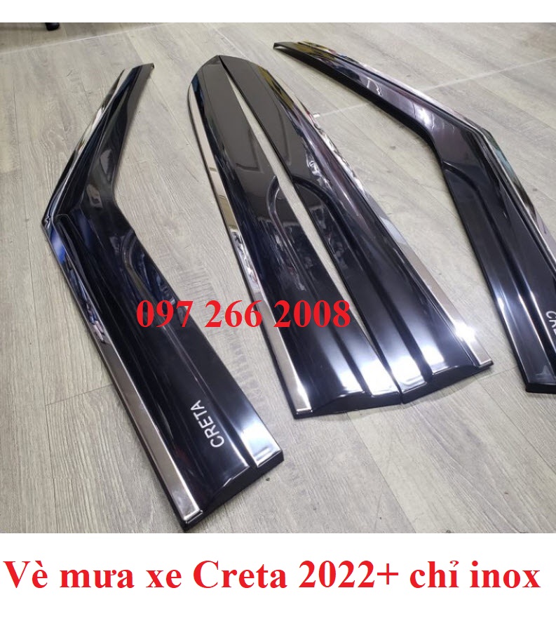 Vè che mưa chỉ inox xe huyndai creta 2022- 2023 hàng cao cấp