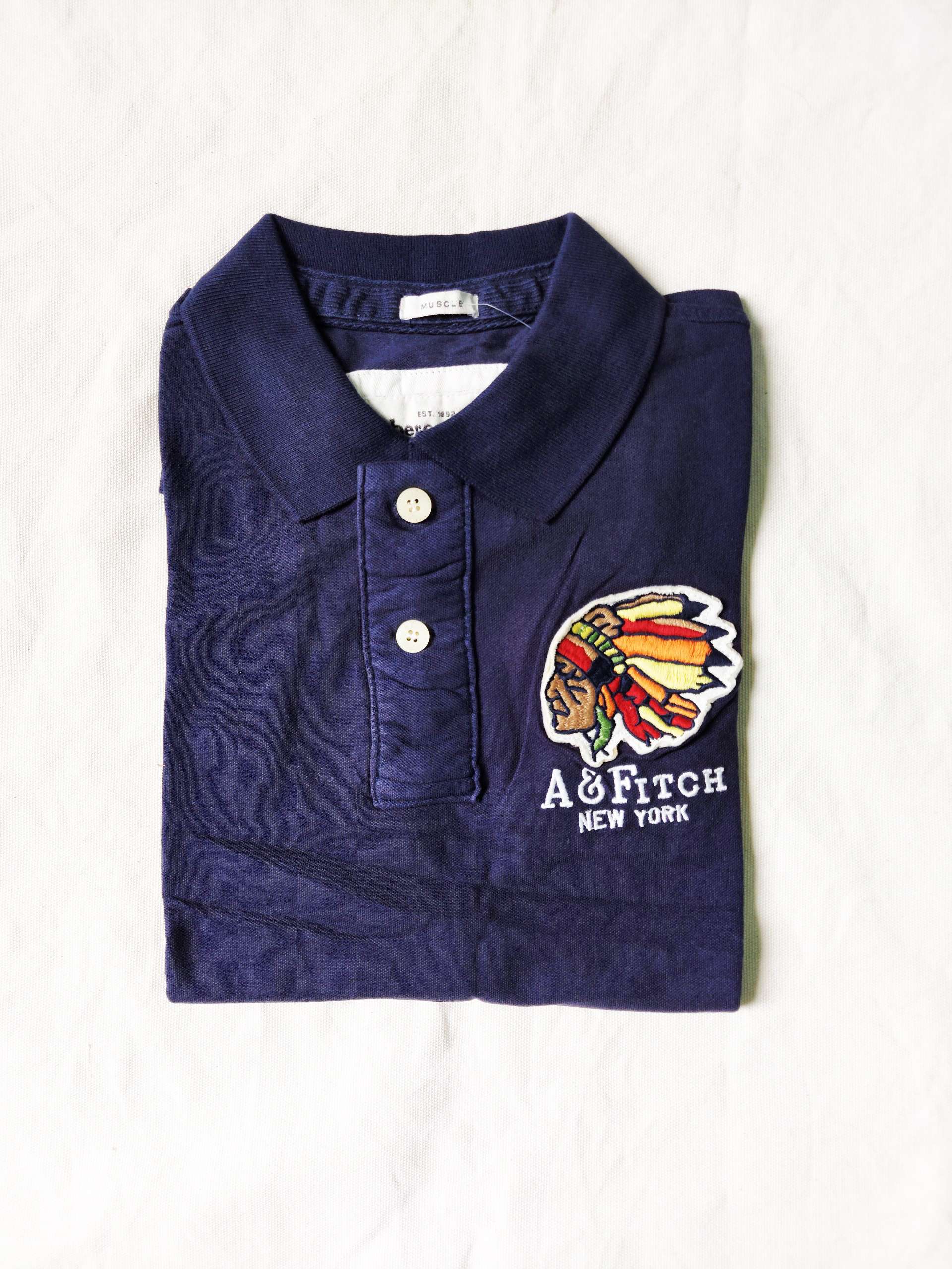 Áo thun polo thổ dân Abercrombie Navy Classic