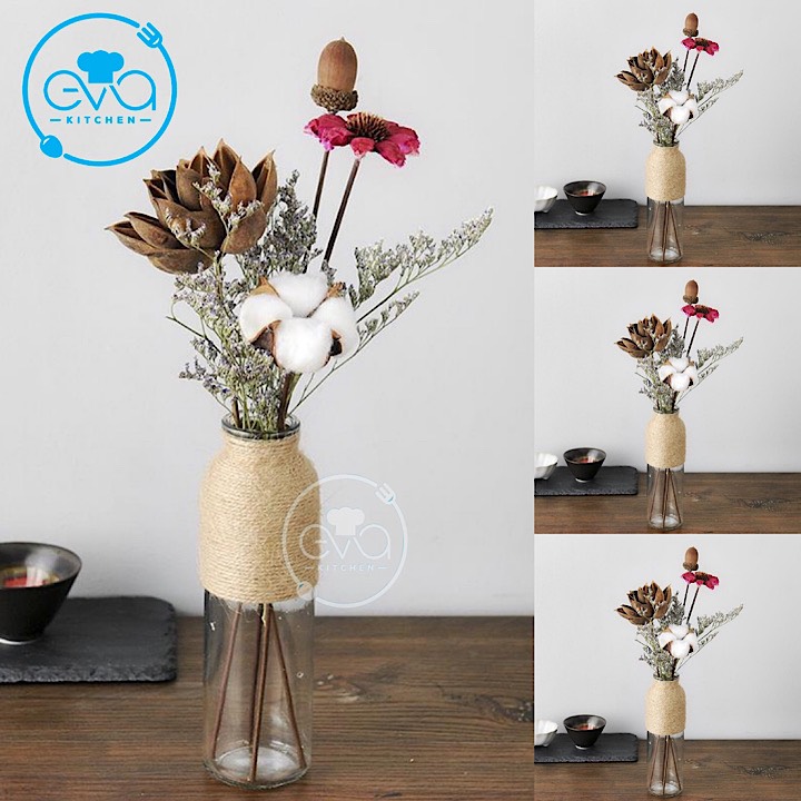 [HCM]Combo 5 Bình Bông Lọ Hoa Thủy Tinh Tròn Tặng Kèm Dây Bố Trang Trí