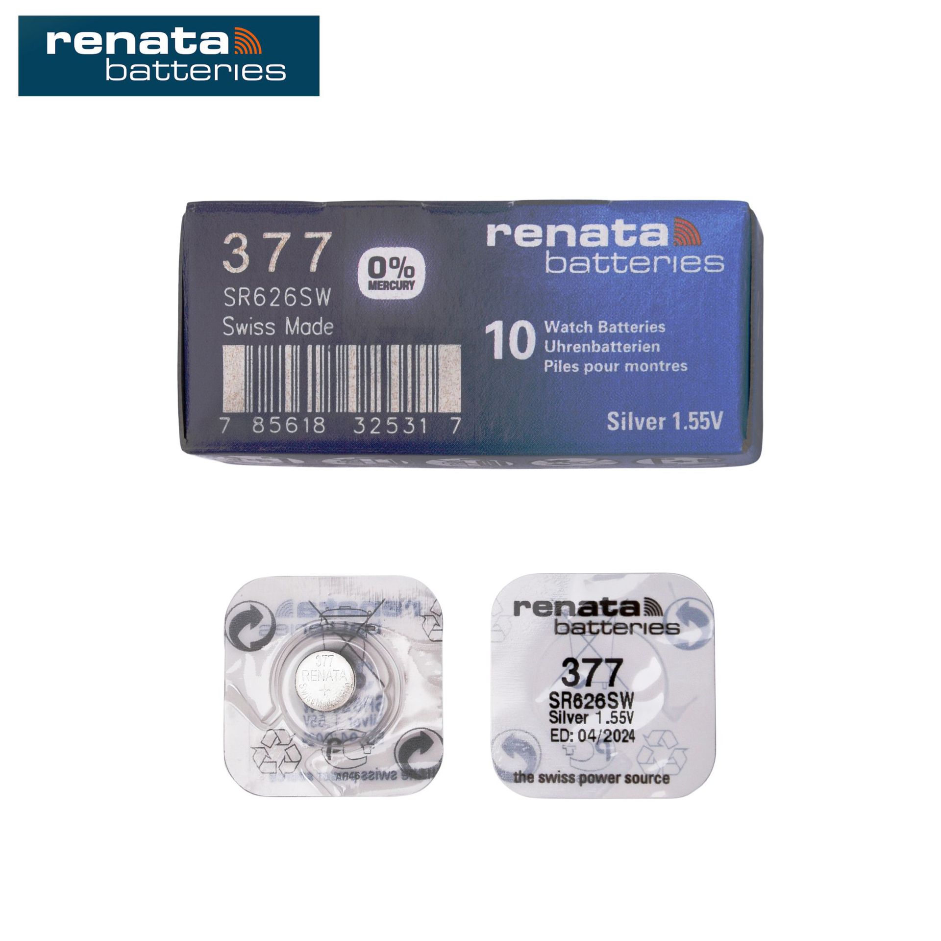 Pin đồng hồ Thụy Sỹ RENATA 377 SR626SW dành cho đồng hồ kim 3 kim (Loại tốt - Giá 1 viên)