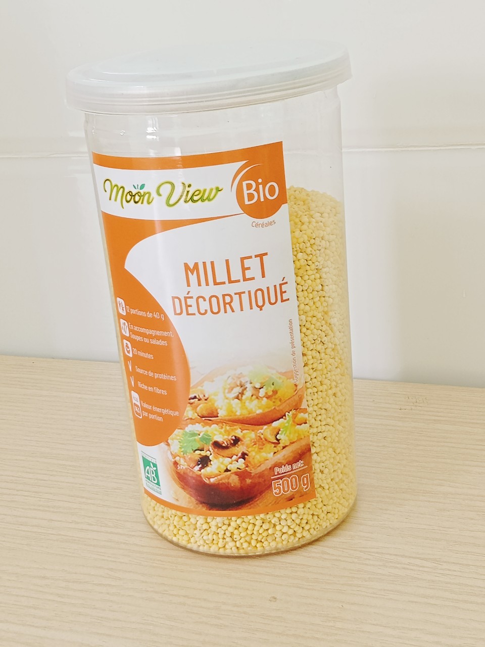 Hạt kê vàng đã tách vỏ hũ 500g .