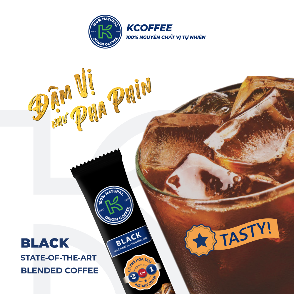 Cà phê đen hòa tan K Coffee K Black 2in1 Combo 100 Gói 17g