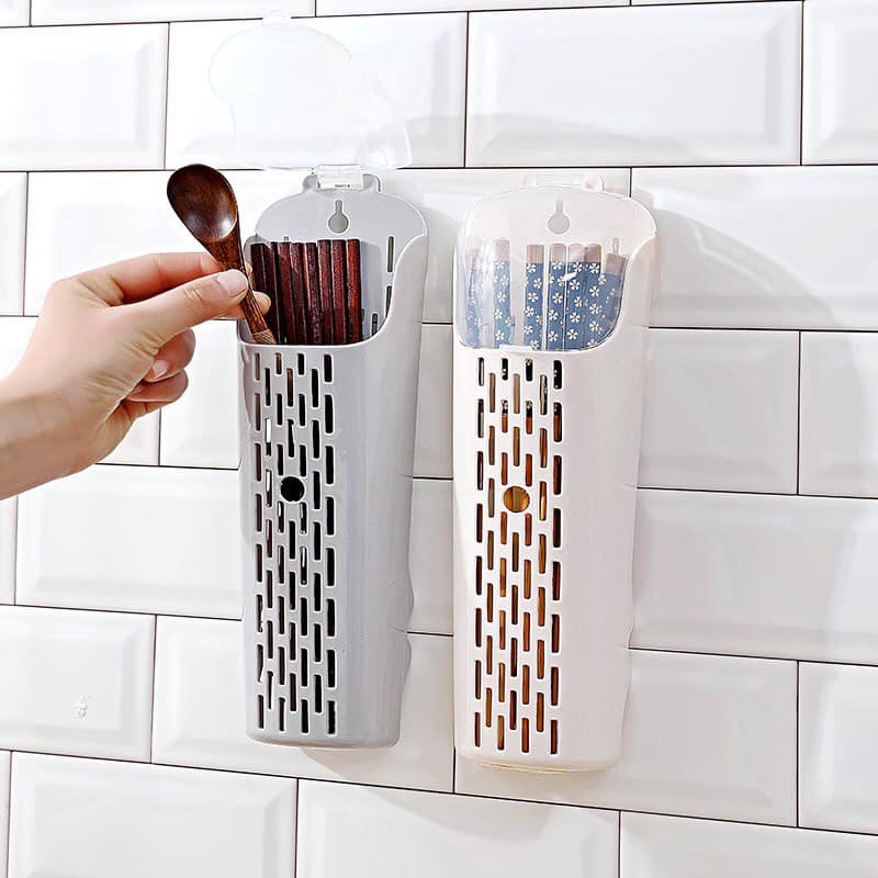 Combo 02 Ống cắm đũa có nắp đậy dán tường