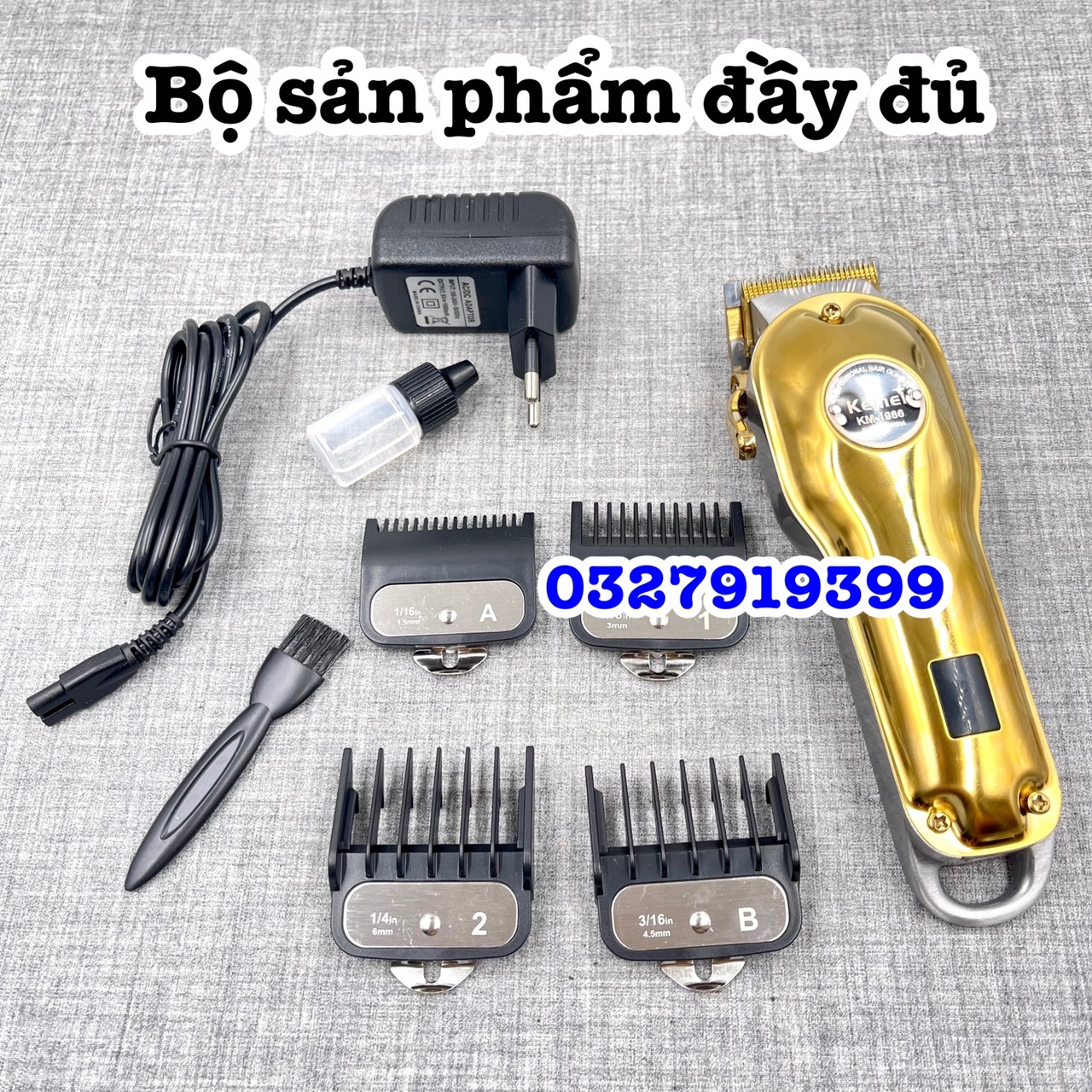 KEMEI Tông đơ cắt tóc cao cấp KM-1986 màn hình LCD pin Lithium-ion 2500mAh công suất 8W thời gian sử dụng 5 giờ chuyên Fade cho salon tóc