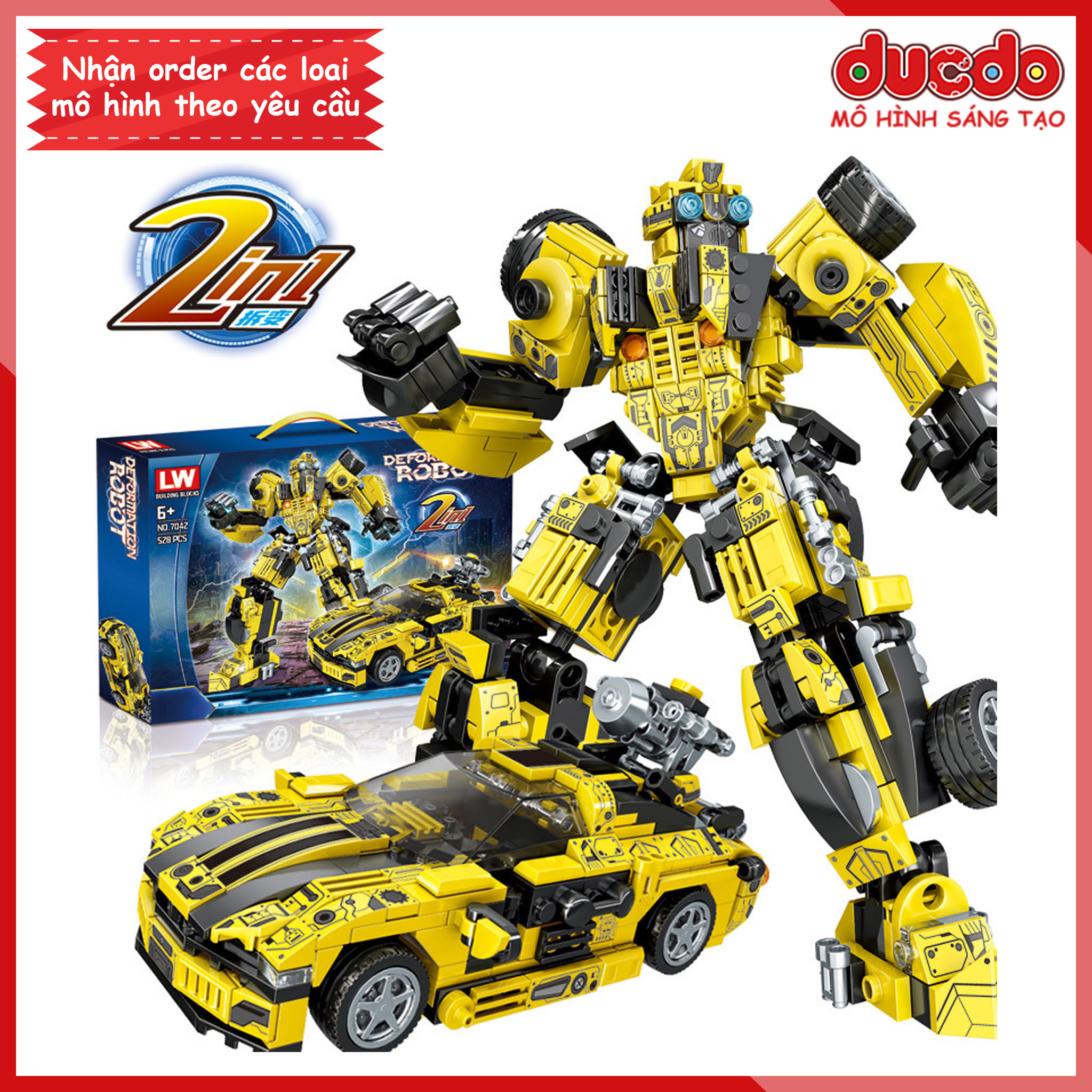 LW7042 Lắp ghép Robot Transformers Bumblebee siêu chất 2 in 1 - Đồ chơi Xếp hình Mô hình Minifigures Mini