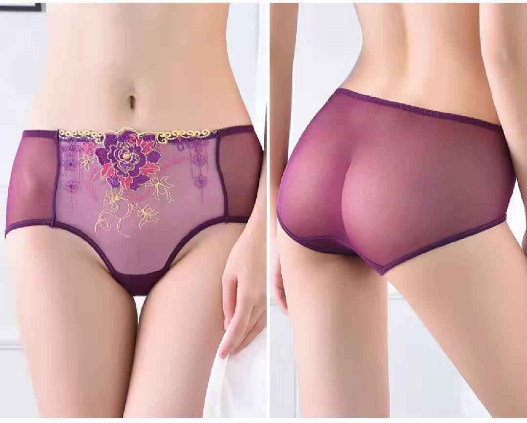 Combo 5 quần lót satin thêu hoa-NLS89