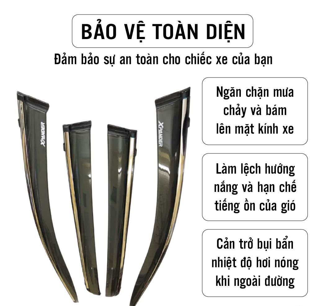 Bộ vè che mưa chỉ mạ crom cho xe MITSUBISHI XPANDER