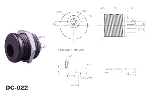 10cái JACK NGUỒN chống nước DC 5.5 DC022
