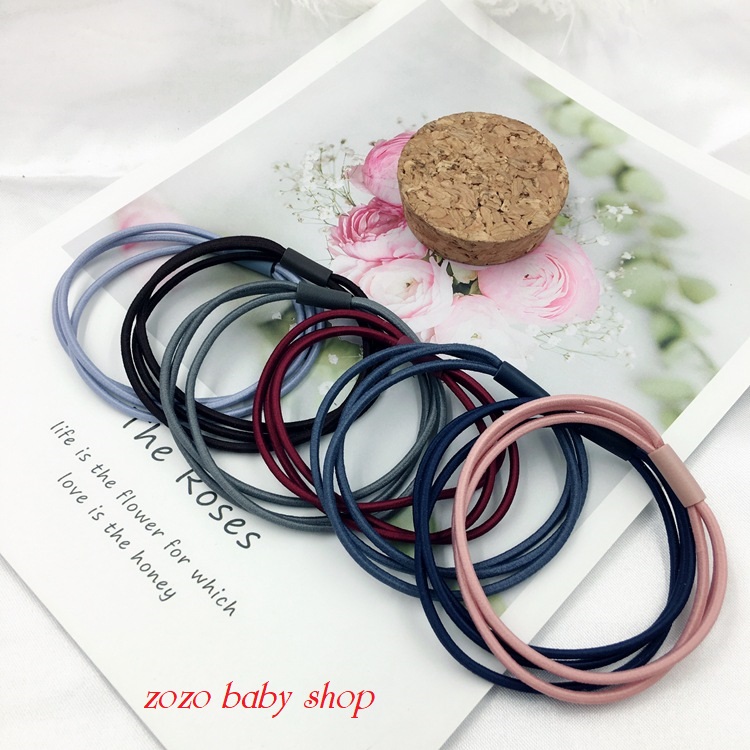 Set 5 dây cột tóc thun (3 sợi) đơn giản ( Hình thật, dây bền đẹp, người lớn trẻ nhỏ đều dùng được)