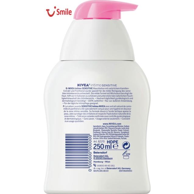 Dung dịch vệ sinh phụ nữ Nivea Intimo 250ml - hàng nội địa Đức !