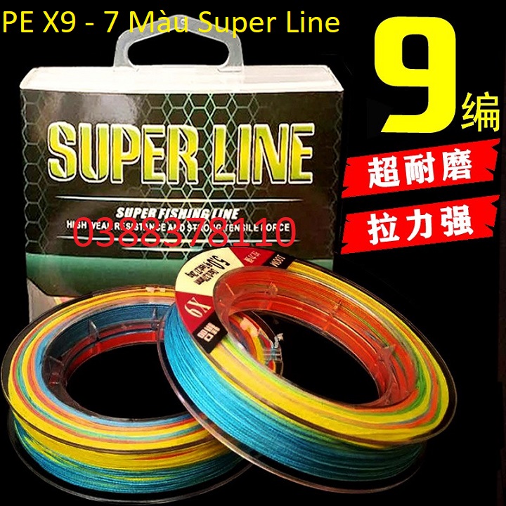 Dây dù pe x9 - 7 màu super line 100m