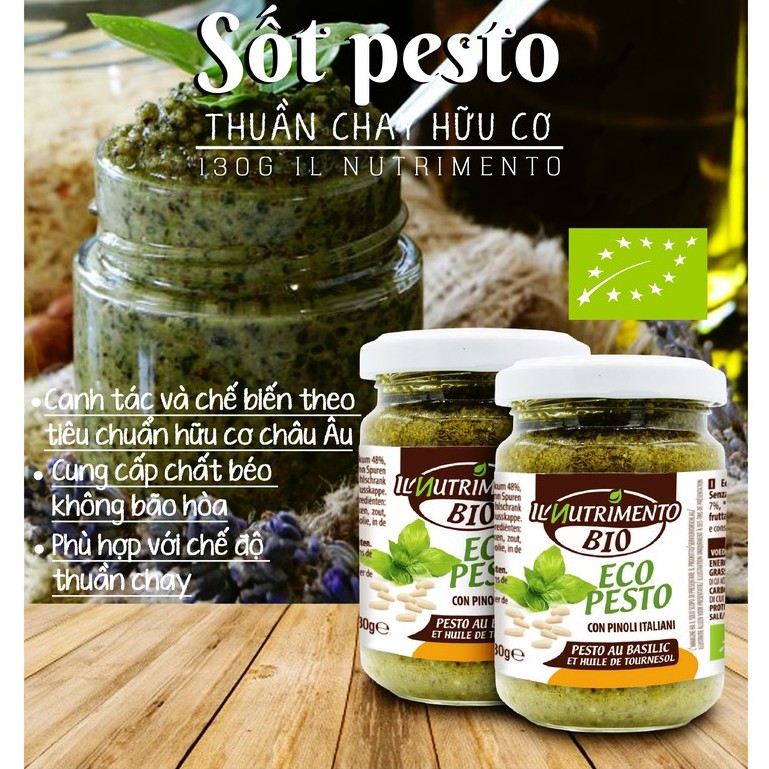 Sốt Pesto Thuần Chay Hữu Cơ 130g IL Nutrimento Pesto Without Cheese