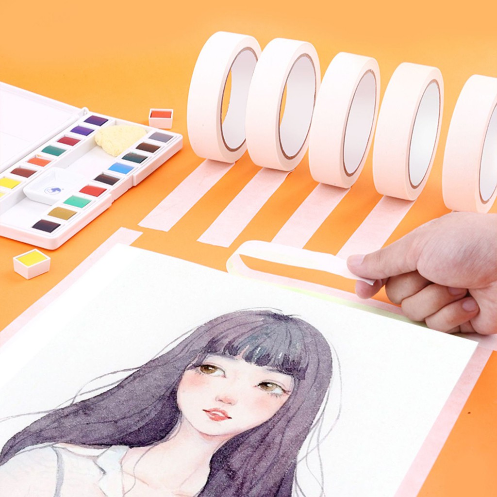 [HCM]BỘ 12 CUỘN BĂNG KEO GIẤY 1.2CM 10 YARD KEO DÍNH CHẮC CHẮN DỄ SỬ DỤNG (BĂNG KEO CHẶN MÀU CỐ ĐỊNH TRANH)