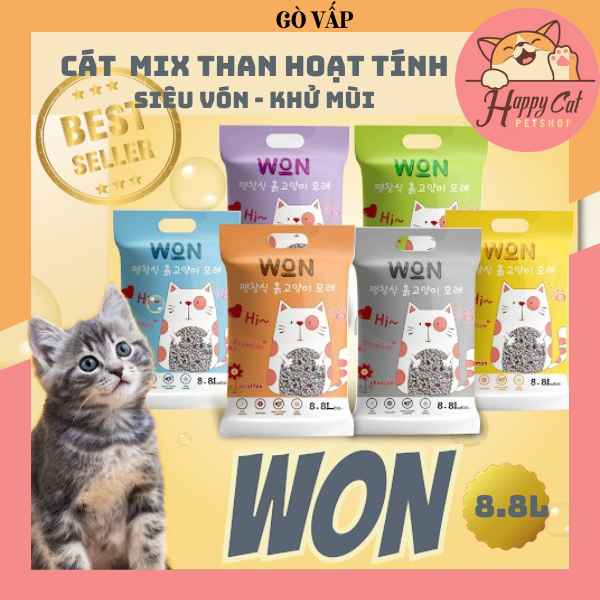 Cát WON 8.8L Cát Vệ Sinh Cho Mèo Công Nghệ Hàn Quốc Siêu Vón