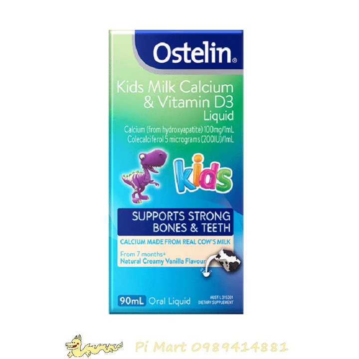 Canxi khủng long nước Ostelin Kids Milk Calcium & Vitamin D3 Liquid 90ml
