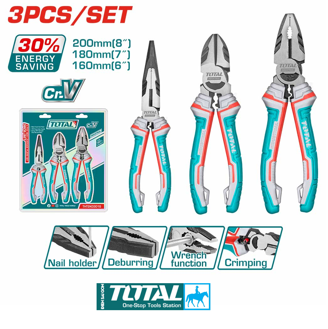 Bộ 3 Kìm Răng Cắt Nhọn CRV INGCO HKHLPS2831
