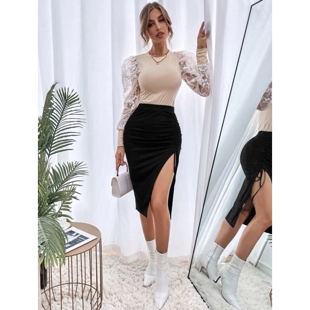 [ SIZE LỚN BIGSIZE 55Kg-100Kg ] CHÂN VÁY RÚT DÂY XẺ ĐÙI