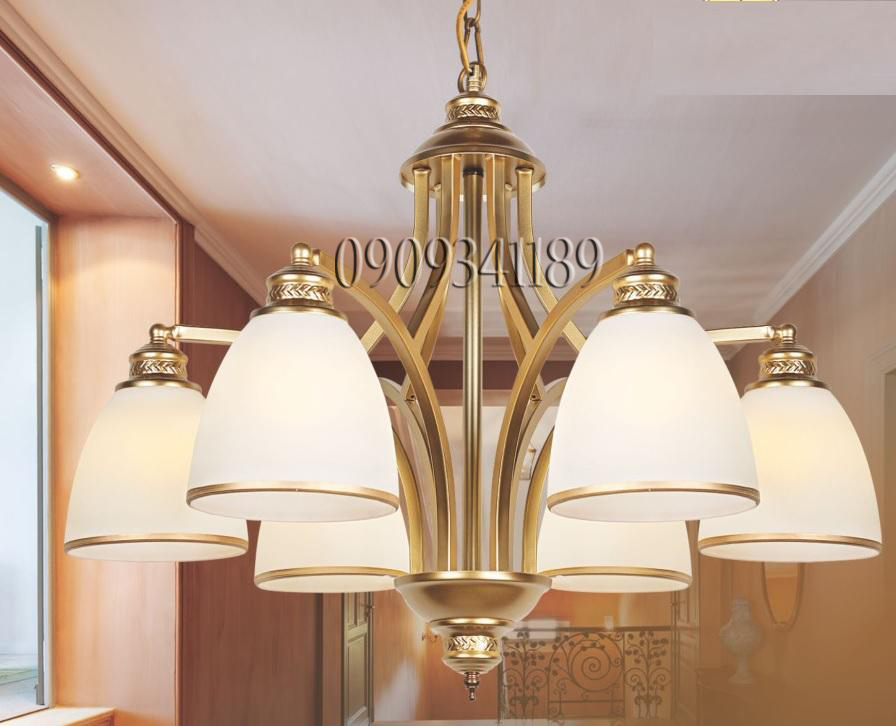 Đèn chùm phòng khách cao cấp 6 tay