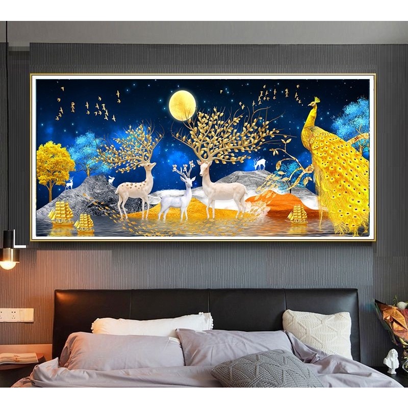 Tranh Đính Đá đôi công phú quý cát tường . Kích Thước: 100x50cm